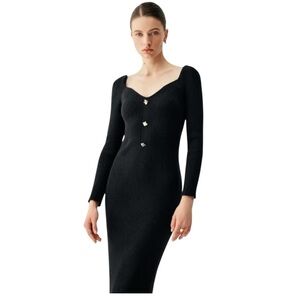 COMMENSE Ribbed Slim Sweater Midi Dress
COLOR - Black, size Large Sold out NWT